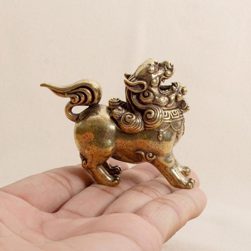 香炉 お香立て 白檀 渦巻き線香 室内用 銅メッキ アンティーク調 合金製 瑞獣 麒麟 朝天吼 中華風 シノ..