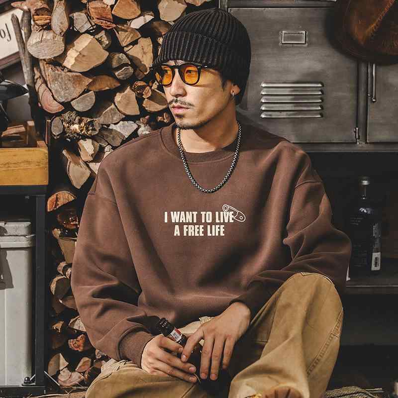 スウェット メンズ 秋冬 アメカジスタイル 400g ヘビーウェイト 厚手 ゆったり ルーズフィット ビッグシルエット フロッキープリント クルーネック 長袖 コットン シワになりにくい カジュアル