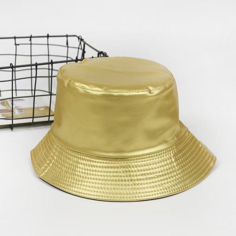 バケットハット 男女兼用 日よけ UVカット オールシーズン PUレザー 合成皮革 欧米 レトロ ストリート ..