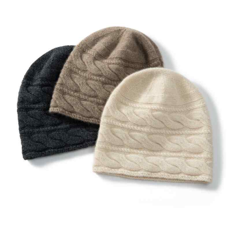 ニット帽 レディース 女性用 防寒 保温 防風 あたたかい カシミヤ100% アラン編み ケーブル編み 立体感..