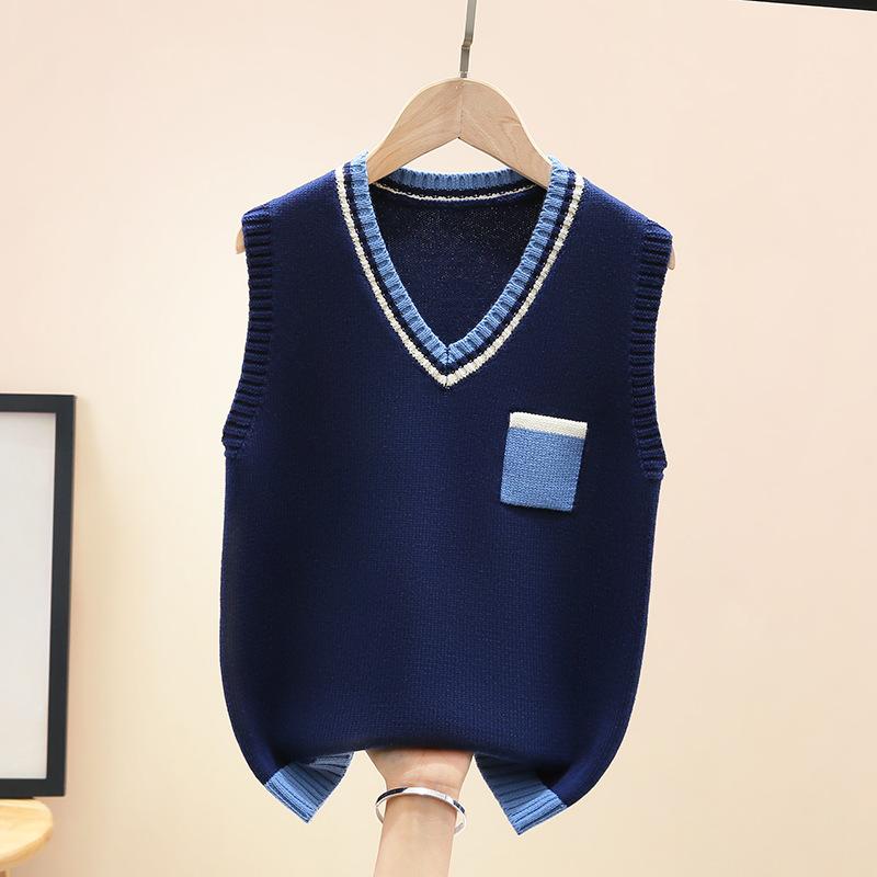 ベスト トップス キッズ ベビー 男の子 女の子 男女兼用 裏起毛 厚手 暖かい 通園 通学 普段使い 重ね着 アウター 綿 コットン ニット プルオーバー 春秋冬 カジュアル おしゃれ