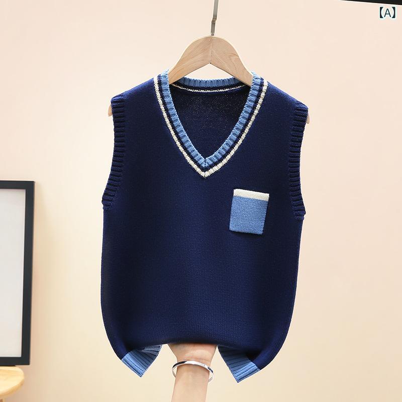 ベスト トップス キッズ ベビー 男の子 女の子 男女兼用 裏起毛 厚手 暖かい 通園 通学 普段使い 重ね着 アウター 綿 コットン ニット プルオーバー 春秋冬 カジュアル おしゃれ