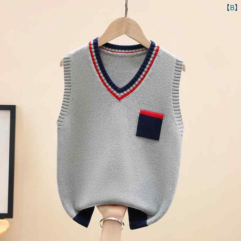 ベスト トップス キッズ ベビー 男の子 女の子 男女兼用 裏起毛 厚手 暖かい 通園 通学 普段使い 重ね着 アウター 綿 コットン ニット プルオーバー 春秋冬 カジュアル おしゃれ