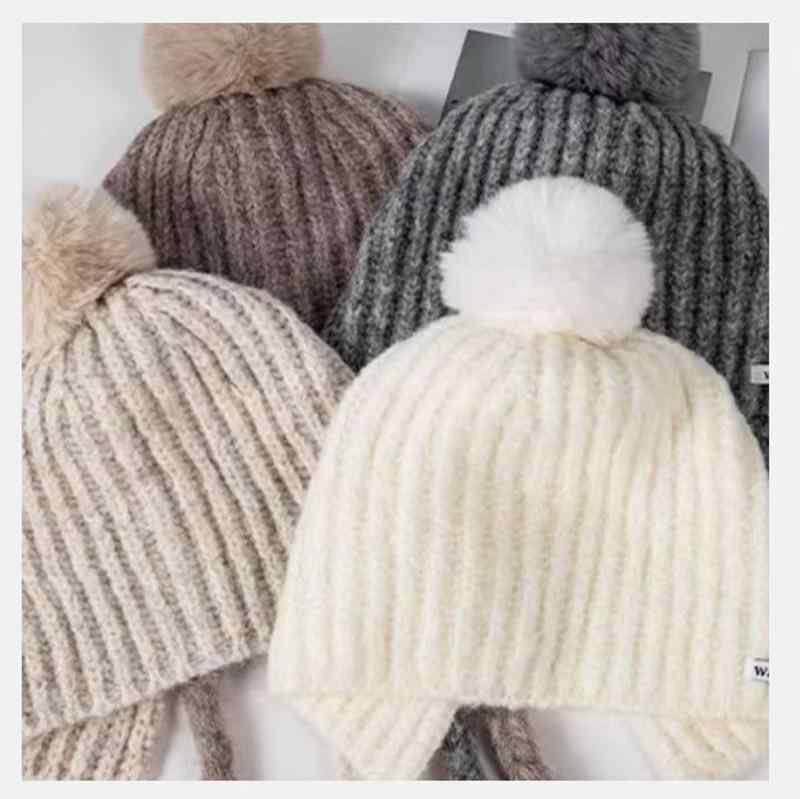 ニット帽 レディース 女性用 秋冬 防寒 保温 防風 暖かい 耳当て付き ポンポン あご紐付き 韓流スタイ..