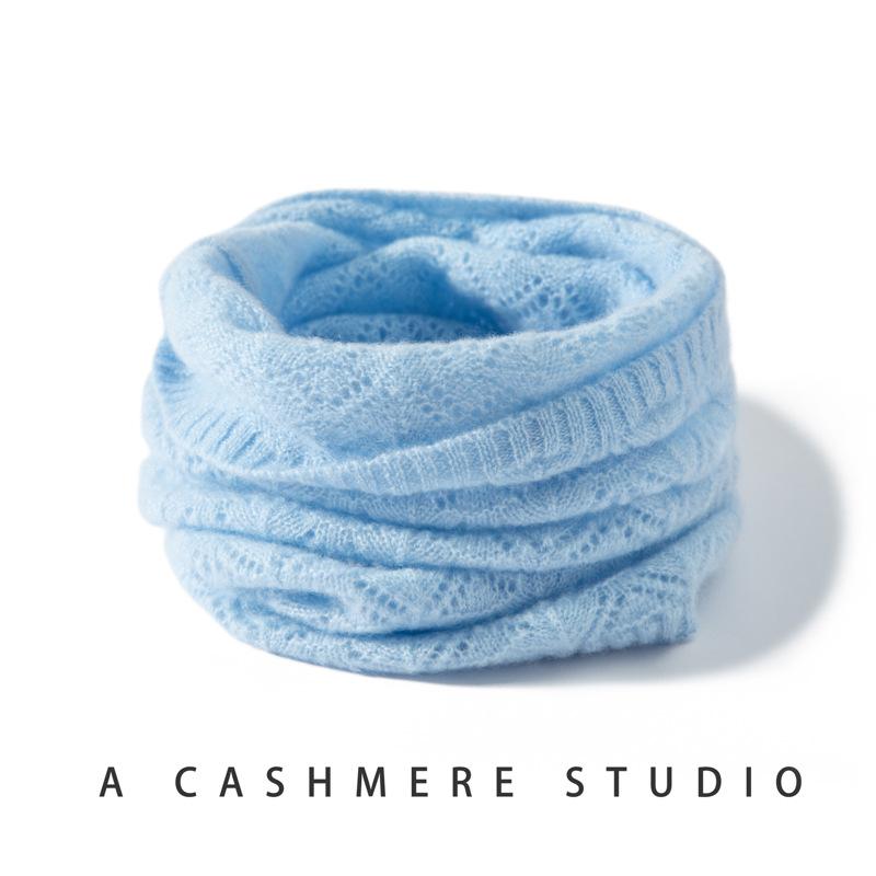 ネックウォーマー レディース 100%カシミヤ 透かし編み花柄 防寒 保温 あったか 秋冬 ニット シンプルデザイン スヌード 冷え対策 選べるカラー