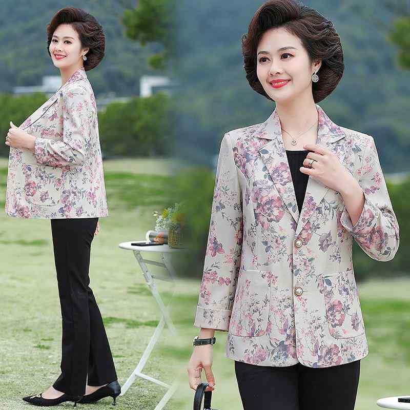 テーラードジャケット レディース 大きいサイズ 春夏 上品 エレガント UKスタイル 水墨画風 きれいめ オフィス 通勤 万能 長袖 2つボタン レトロ ポリエステル グリーン ピンク