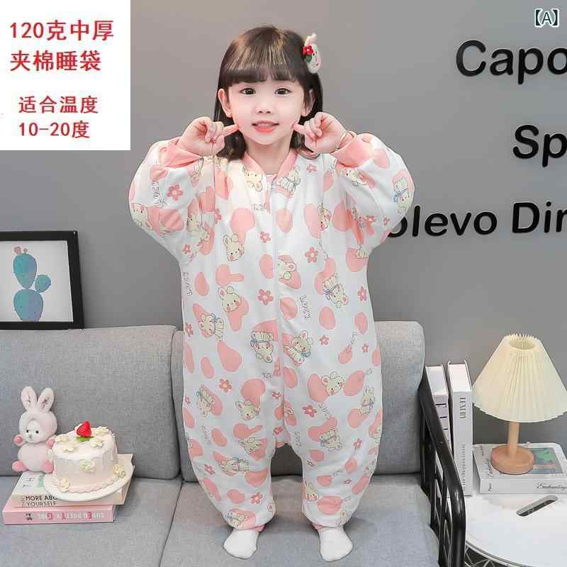 スリーパー ベビー キッズ 子供用 秋冬 足つき ロンパース型 厚手 保温 防寒 あったか 綿素材 Aクラス安全基準 かわいい カートゥーン柄 2