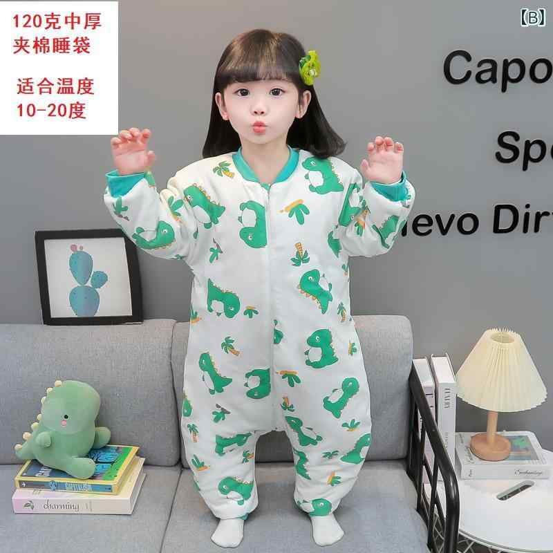 スリーパー ベビー キッズ 子供用 秋冬 足つき ロンパース型 厚手 保温 防寒 あったか 綿素材 Aクラス安全基準 かわいい カートゥーン柄 3
