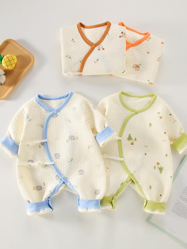 ・カテゴリ: ロンパース、カバーオール・主な素材: 綿100%・生地: 三層保温・対象年齢: 新生児（0〜1歳、80cm以下）・性別: 男女兼用・袖丈: 長袖・厚さ: 厚手・開閉方法: 斜め襟紐・スタイル: カジュアル・カラー展開: ブルー...