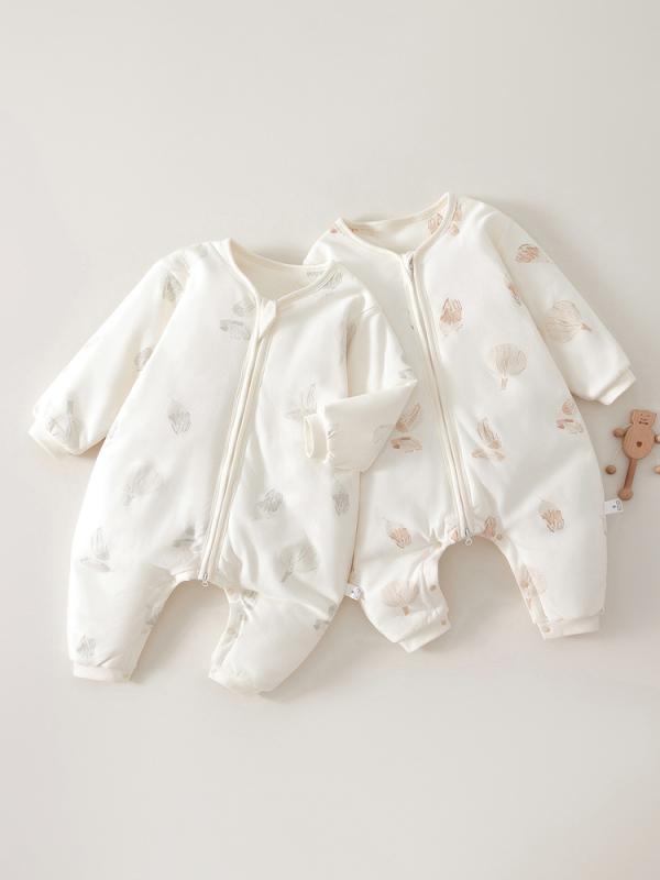 スリーパー ベビー キッズ 赤ちゃん 子供用 足つき セパレートタイプ 寝冷え防止 中綿入り 厚手 あったか 保温 防寒 ファスナー式 多機能 秋冬用 コットン キャラクター柄 A類安全基準