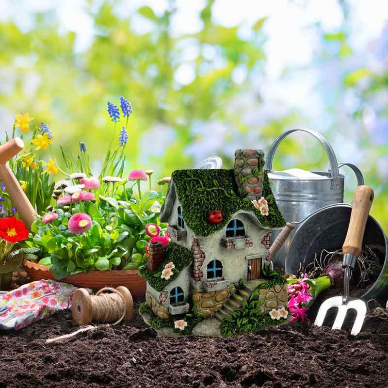 ガーデンピック アクリル製 グリーン モスハウス モチーフ 植木鉢 庭 芝生用 屋外装飾 インスタ映え か..