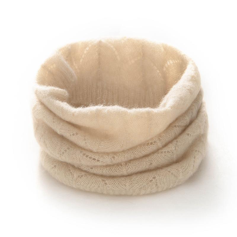 ネックウォーマー 男女兼用 ユニセックス 100% ピュアカシミヤ スヌード 透かし編み ニット マフラー 保温 防寒 首元あったか 秋冬 無地 シンプル 上質 温活 冷え対策