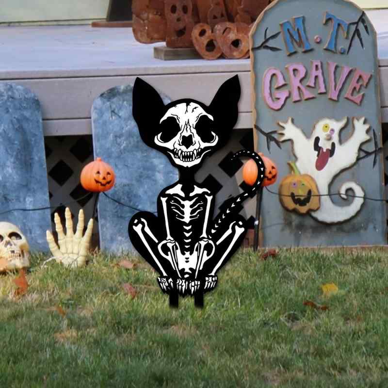 ガーデンピック ハロウィン ゾンビ 黒猫 アクリル製 屋外 庭園 飾り 差し込み式 シルエット 不気味な ..