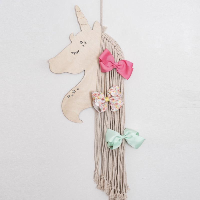 ヘアアクセサリー 収納 キッズ 北欧風 木製 ユニコーン ヘアクリップ ヘアバンド かわいい プリンセス 壁掛け 整理整頓 ディスプレイ インテリア