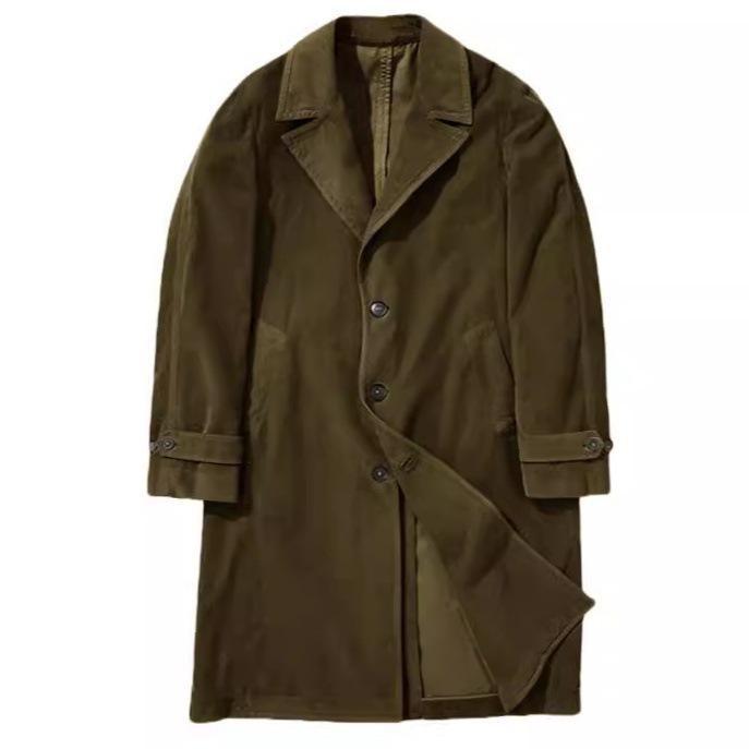 コート メンズ トレンチコート シングルボタン ロング丈 スリムフィット 英国風 春秋 スプリングコート ビジネス カジュアル 通勤 普段使い ポリエステル混紡 アウター
