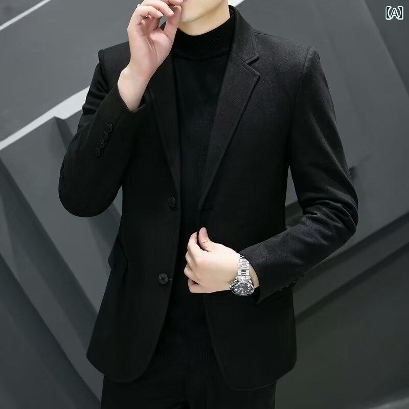 ジャケット メンズ ウォッシャブル 型崩れしにくい 厚手 スリムフィット 高級感 メルトン ウール調 カジュアル ビジネス 通勤 オフィス 秋冬 セットアップ対応