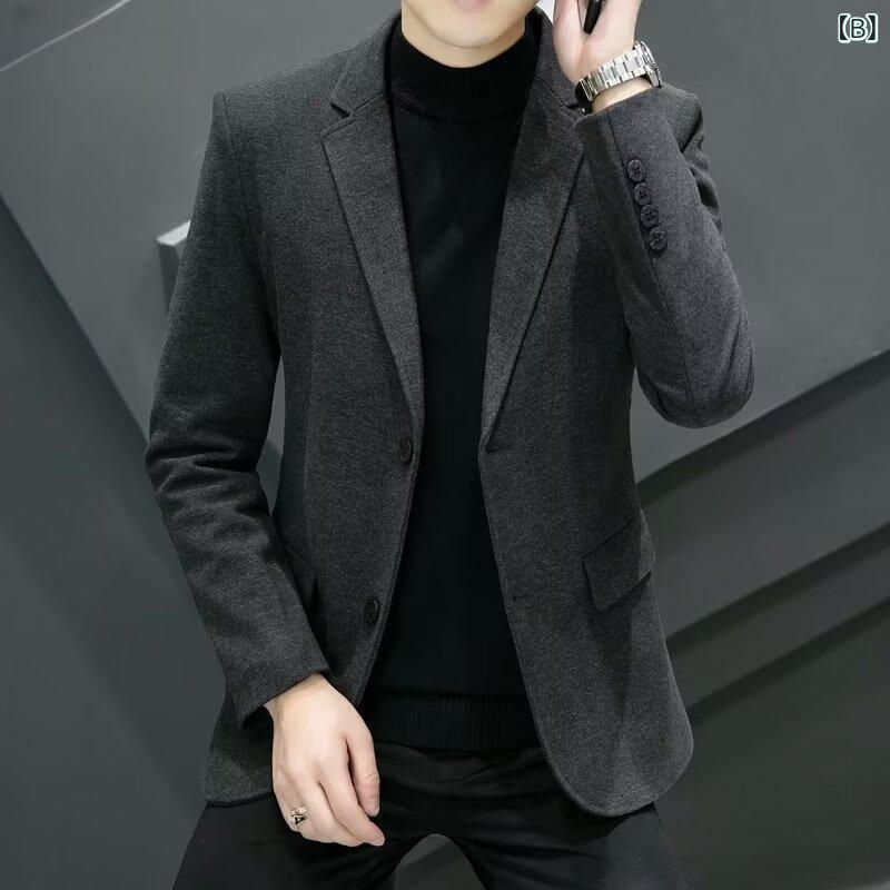 ジャケット メンズ ウォッシャブル 型崩れしにくい 厚手 スリムフィット 高級感 メルトン ウール調 カジュアル ビジネス 通勤 オフィス 秋冬 セットアップ対応