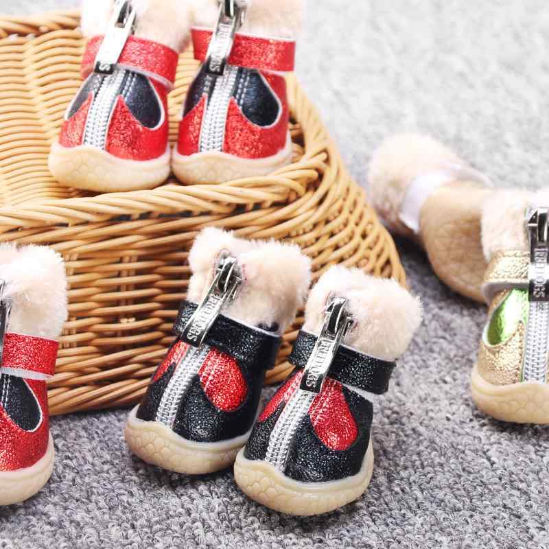 犬用シューズ 小型犬用 秋冬 防寒 暖か フリース裏地 滑り止め付き テディ ビションフリーゼ チワワ ト..