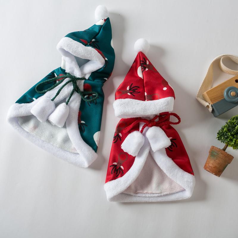 犬服 猫服 ケープ クリスマス 冬用 防寒 トナカイ柄 鹿角 マント ポンチョ コスチュームウェア 大型犬 ..