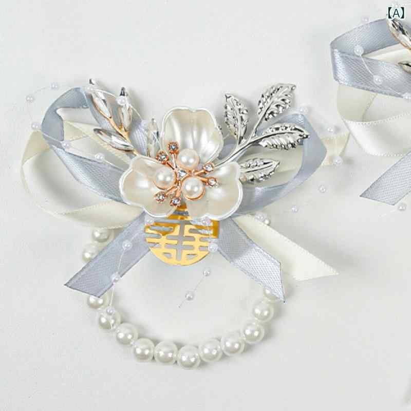 コサージュ ブローチ リストブーケ ウェディング 結婚式 ブライダル 花嫁 花婿 ブライズメイド ゲスト 家族向け 高級感 ナチュラル サテン素材 おしゃれ 全...