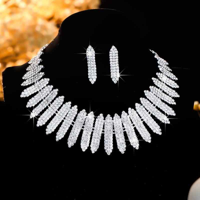 ネックレス ピアス セット レディース 大ぶり 存在感 華やか 全面ラインストーン 電気メッキ加工 欧米..