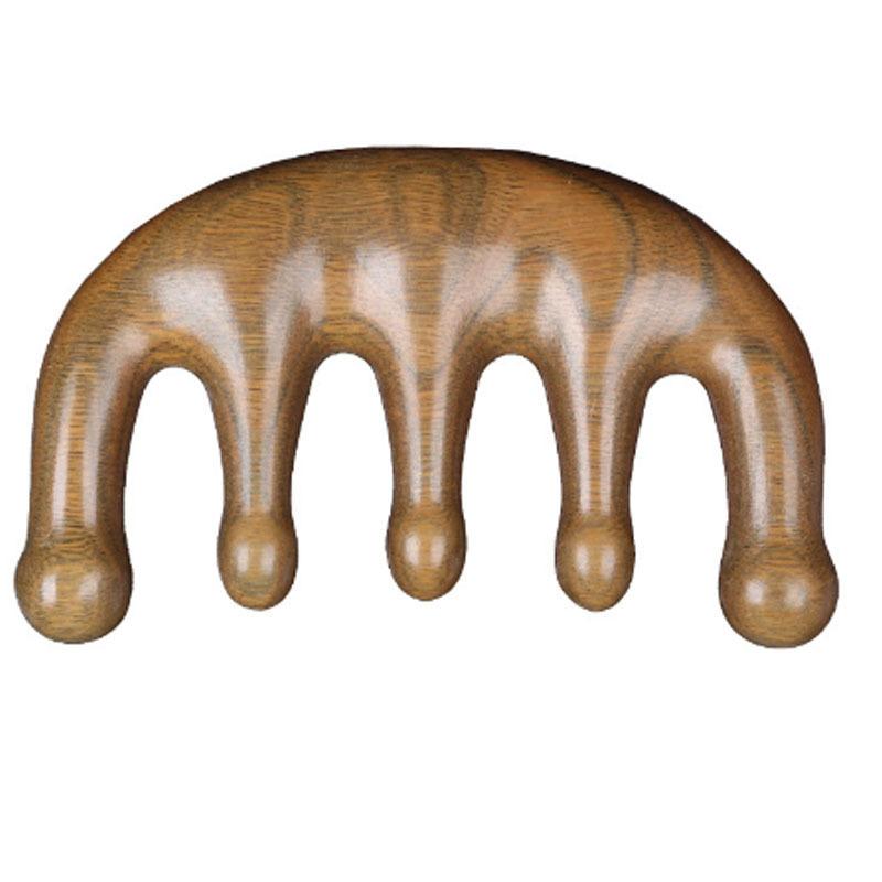 マッサージコーム 男女兼用 緑檀 サンダルウッド製 経絡マッサージ 頭皮ケア 粗歯 目元 フェイス用 家..