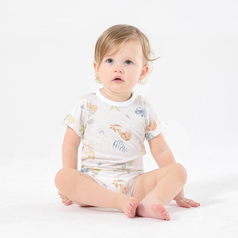 ロンパース ベビー 通気性 メッシュ 吸汗速乾 夏用 薄手 バンブーコットン 半袖 新生児 カバーオール 冷房対策 男女兼用 パジャマ ルームウェア 赤ちゃん服 かわいい