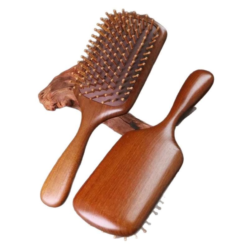 ヘアブラシ レディース 金糸檀 木製 頭皮マッサージ クッションブラシ 経絡ケア 抜け毛ケア スカルプケア ロングヘア 家庭用