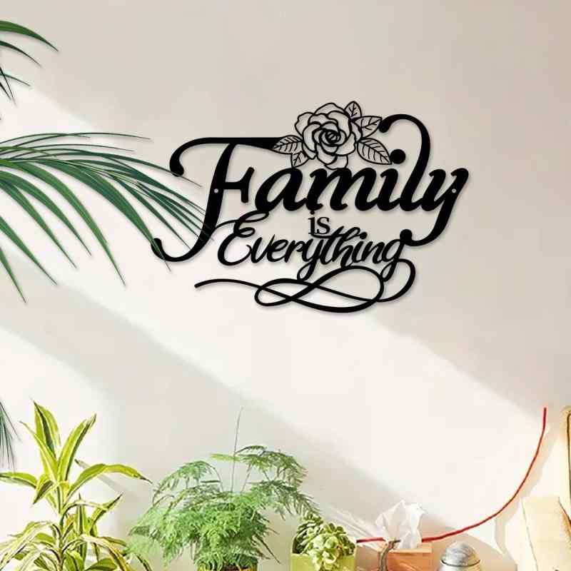 ウォールデコレーション アイアン製 ブラック Family 文字 壁掛け アートパネル リビング 寝室 オフィス 玄関 モダン スタイリッシュ インテリア雑貨(x2)