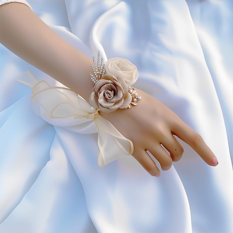 ウェディング リストブーケ コサージュ 結婚式 花嫁 ブライズメイド 高級感 エレガント ホワイト シャ..