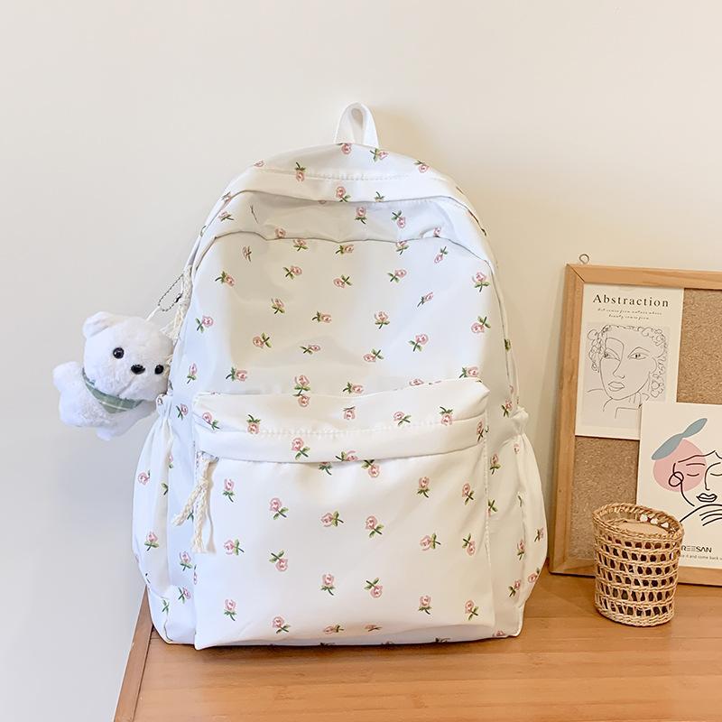 リュック レディース 学生用 中学生 高校生 通学用 スクールバッグ 15インチPC対応 通気性 チューリップ柄 韓国風 インスタ映え ナチュラル シンプル おしゃれ スクールスタイル
