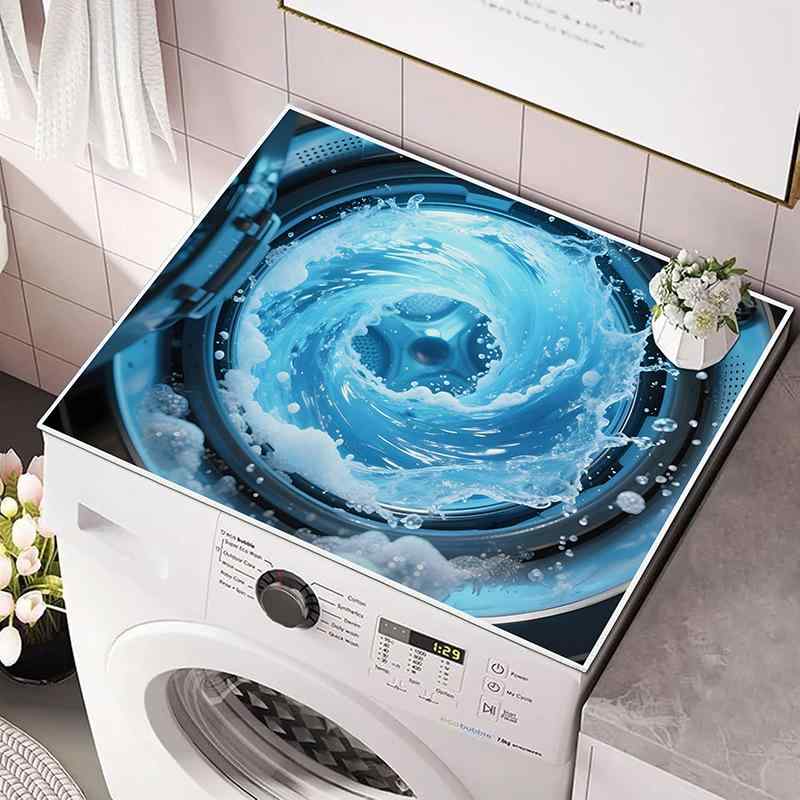 楽天モズラボ家電保護マット 洗濯機 乾燥機 冷蔵庫 天板用 3D渦巻き柄 防塵 汚れ防止 ポリエステル クリスタルベルベット風 アメリカン カジュアル 小物置き