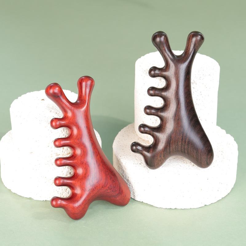 マッサージブラシ レディース 天然木 サンダルウッド 多機能 4in1 かっさ ツボ押し 頭皮マッサージ 経絡ケア リラックス 頭皮ケア ヘッドスパ 家庭用