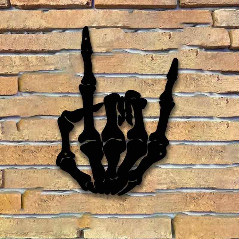 壁飾り アイアン製 パンク風 ハンドジェスチャー オブジェ ウォールデコレーション アートパネル インテリア シンプル モダン スタイリッシュ 玄関 リビング 寝室 ドア飾り ブラック(x2)