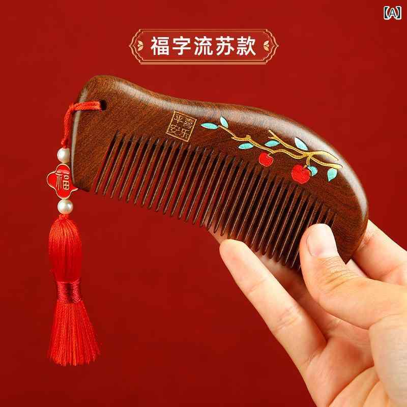 コーム レディース 厳選 天然 金糸檀木 白檀 美髪 頭皮ケア 頭皮マッサージ 静電気防止 なめらか 誕生..