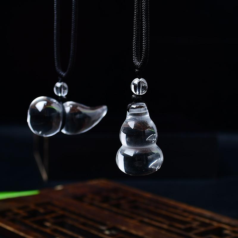 ペンダント メンズ レディース 天然 白水晶 瓢箪 ひょうたん 原石 ネックレス キーホルダー 車用 バッグチャーム お守り 開運 幸運 厄除け シンプル アク...