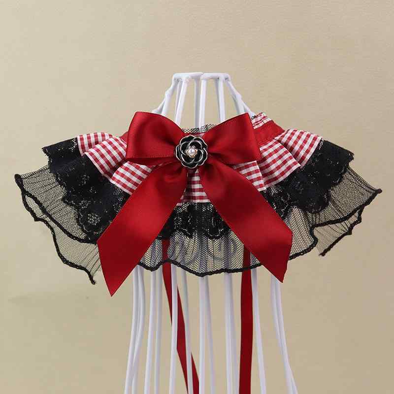 ペット用 スタイ 犬 猫 レース 調節可能 アジャスター付き チェック柄 メッシュ ガーゼ よだれカバー ..