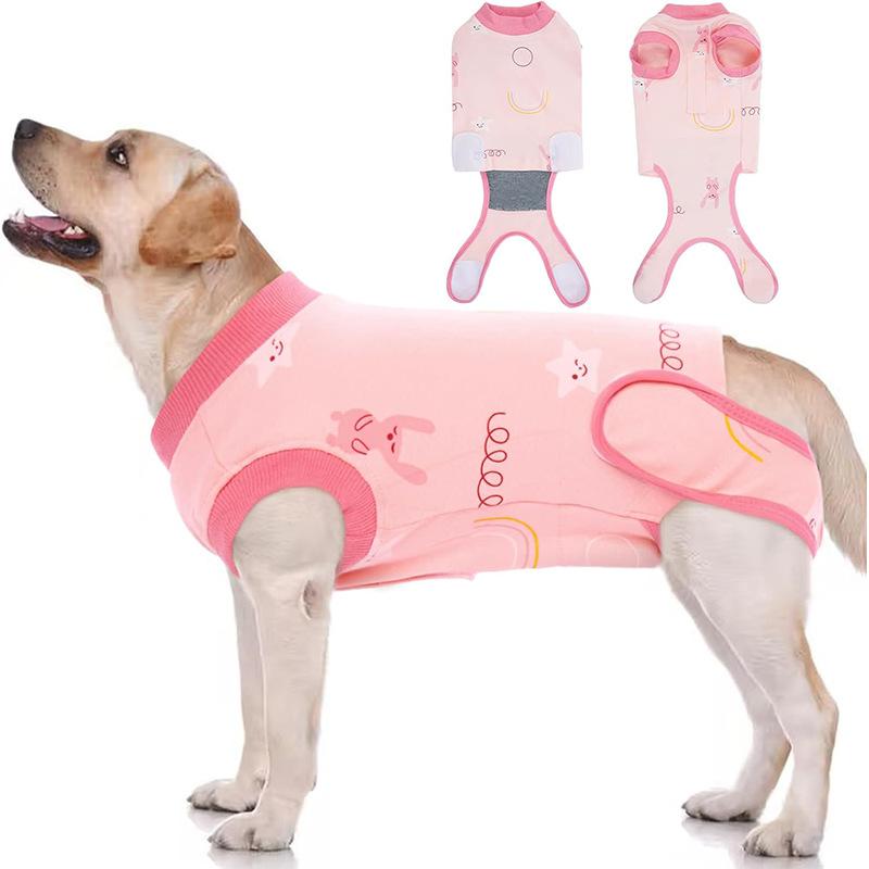 犬用 術後服 傷舐め防止 抜け毛対策 避妊去勢手術 介護服 薄手 コットン 綿 四脚ロンパース 春夏用 軽..