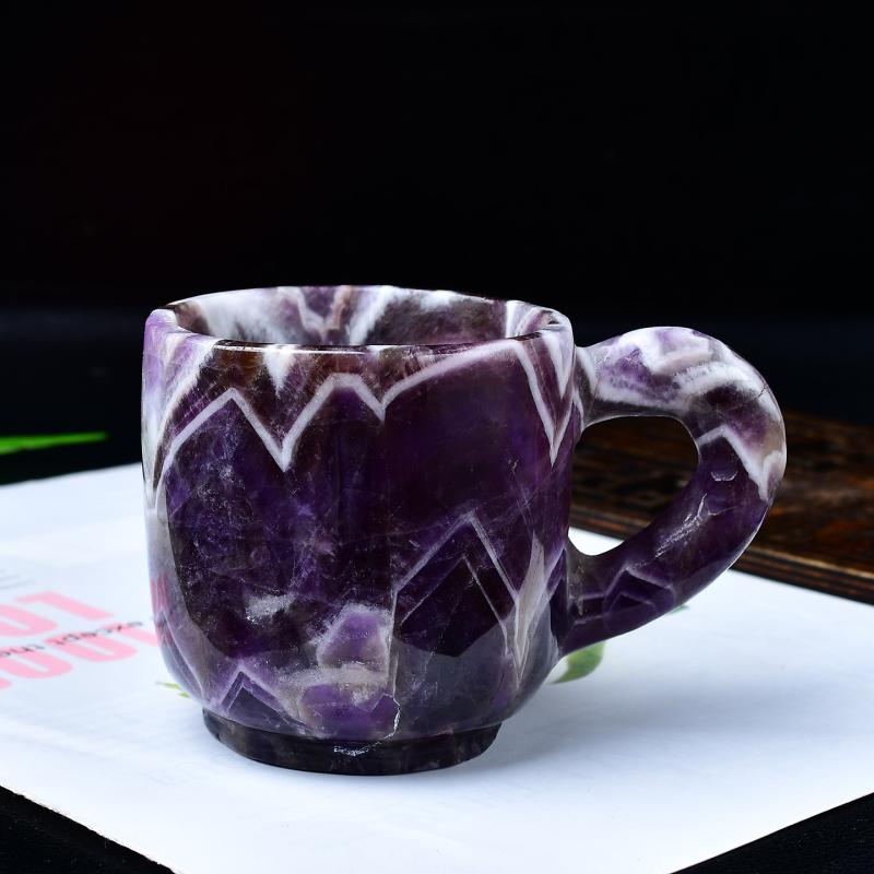 マグカップ ヘルスケア 天然紫水晶 ハンドメイド 原石研磨 モダンシンプル 幻想的な紫色 ハンドル付き ..