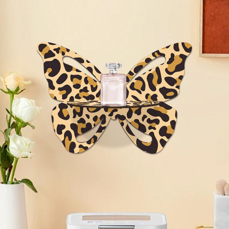 インテリア雑貨 木製 バレンタインデー 蝶 迷彩 ヒョウ柄 カントリー調 壁掛けトレイ 置物 ウォールデコレーション スタンド おしゃれ かわいい 玄関 リビング 飾り(x2)(4)