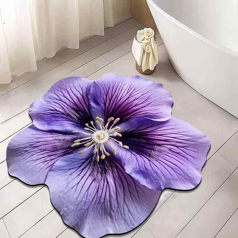 フロアマット 珪藻土 吸水 速乾 滑り止め 3D 立体 花柄 おしゃれ モダン 玄関 浴室 キッチン トイレ用 ..