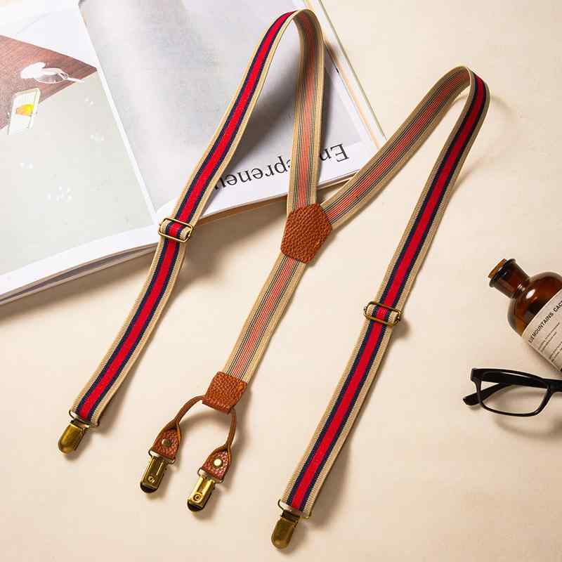 サスペンダー メンズ レディース 伸縮性 滑り止め 4クリップ Y型 長さ調節可能 ブリティッシュ レトロ ..