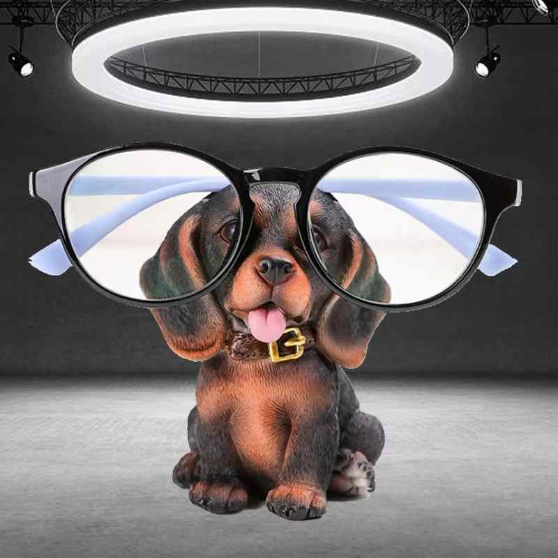 メガネスタンド かわいい 癒し系 イヌ ドッグ デスク収納 卓上 小物入れ 樹脂製 レジン 動物モチーフ オブジェ おしゃれ インテリア雑貨 高級感 ブラック ホワイト