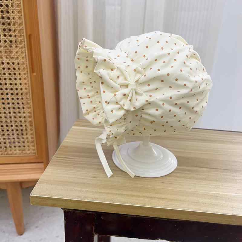 ベビー帽子 新生児 赤ちゃん 乳幼児 0-12ヶ月 耳あて付き 水玉 ドット柄 プリンセス 花蕾帽 チューリッ..