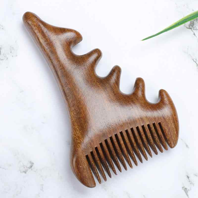 マッサージコーム 金糸檀木製 経絡マッサージ 頭皮ケア 顔 かっさ プレート 全身対応 ツボ押し 血行促進 リラックス 美容 疲労回復 天然木 小怪獣デザイン 多機能