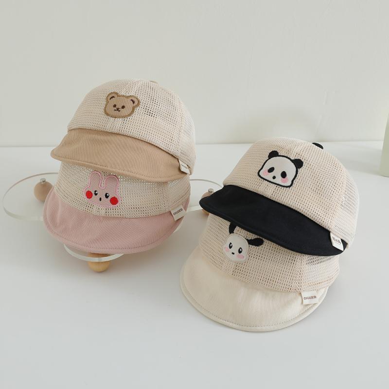 帽子 ベビー 男の子 かわいい クマ柄 メッシュ 薄手 軽量 春夏 サファリハット 日よけ 紫外線対策 UVカ..