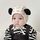帽子 ベビー 新生児 男の子 女の子 韓国風 クマ 耳あて付き 防寒 あったかい ポリエステル キャップ かわいい おしゃれ オールシーズン 0歳 6ヶ月頃(x...