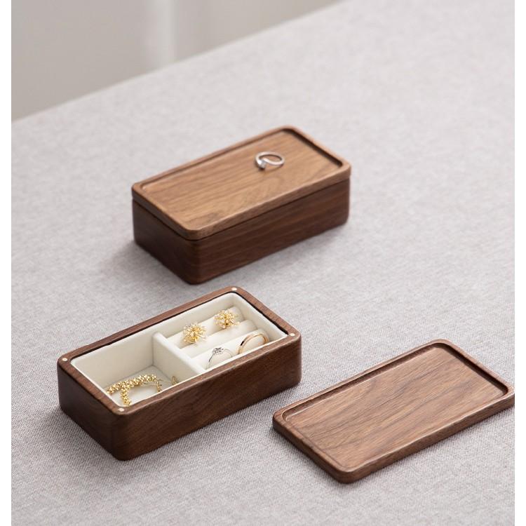 ジュエリーボックス 北米産 ブラックウォルナット 無垢材 塗装仕上げ 携帯用 コンパクト アクセサリーケース 微細な傷あり 訳あり品 指輪ケース