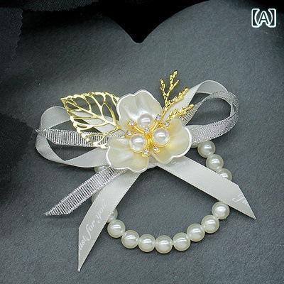 コサージュ ブートニア リストブーケ ブレスレット 結婚式 ウェディング 造花 ブライズメイド 新郎 介添人 両親 母親 父親 韓国風 ナチュラル ボタニカル