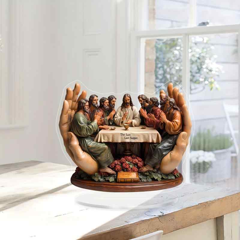 置物 最後の晩餐 キリスト教 アート アクリル製 アメリカンカントリー風 リビング 書斎 オフィス 卓上 ..